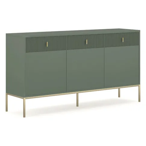 zielona komoda do salonu na złotych nóżkach Lelono 3X