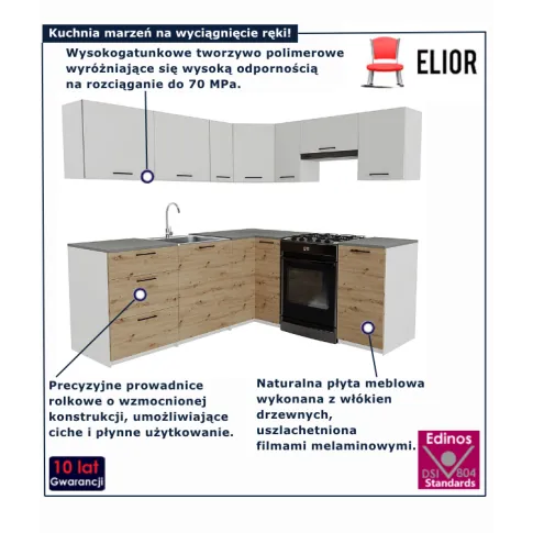  Zestaw mebli do kuchni dąb artisan  + biały  Hemi