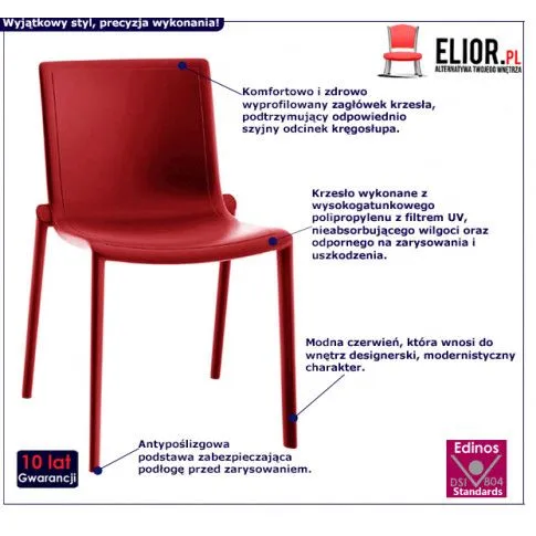 Fotografia Krzesło Gilerio - czerwone z kategorii Krzesła wg koloru/stylu