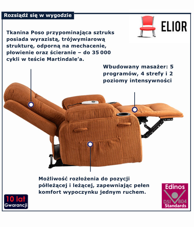 infografika bezowego fotela do salonu