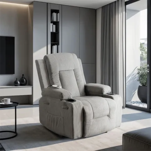 sztruksowy szary fotel do salonu Bino 