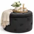 Czarna pikowana pufa z pojemnikiem Lulu
