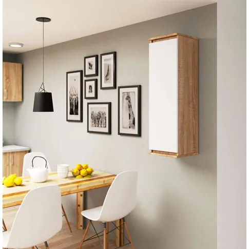 Wizualizacja szafki wiszącej z półkami w kolorze dąb sonoma   biały Elva