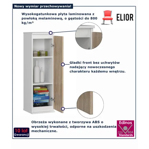  Szafka wisząca do salonu w kolorze biały   dąb sonoma  Elva
