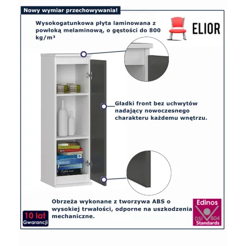   Szafka wisząca do salonu w kolorze biały   grafit  Elva