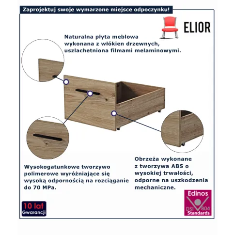 Mała klasyczna szuflada dąb artisan Mizz 7X