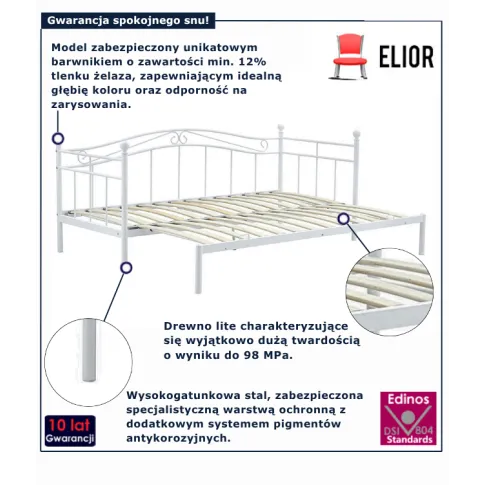 Metalowe białe rozsuwane łóżko Iron