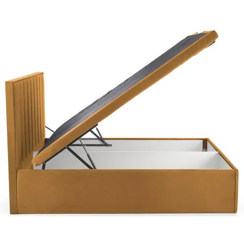 Łóżko z pojemnikiem na pościel w kolorze musztardowym do sypialni  Kivu