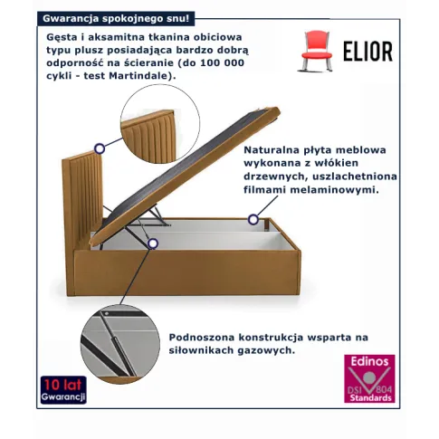 Łóżko tapicerowane z pojemnikiem musztardowe Kivu