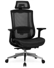 Czarny fotel obrotowy tapicerowany - Ufino w sklepie Edinos.pl