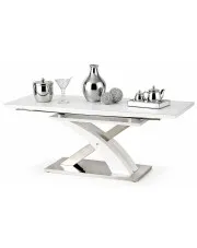 Biały rozkładany stół ze szklanym blatem - Nomer 3X w sklepie Edinos.pl