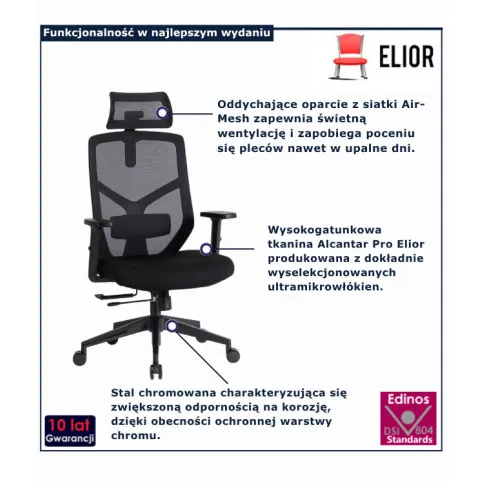 czarny stylowy fotel obrotowy Naho