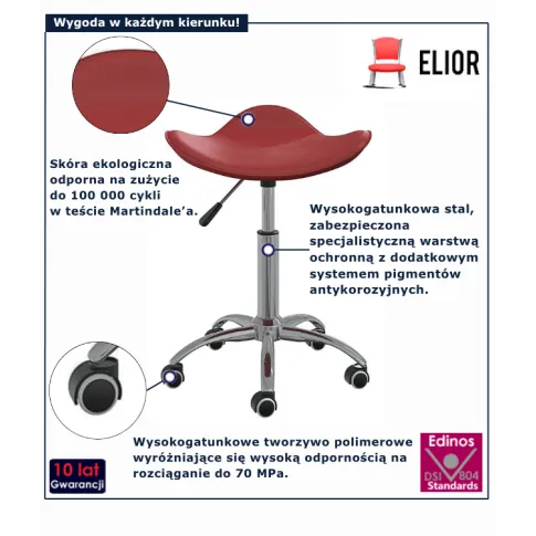 Taboret obrotowy w kolorze czerwone wino Movo