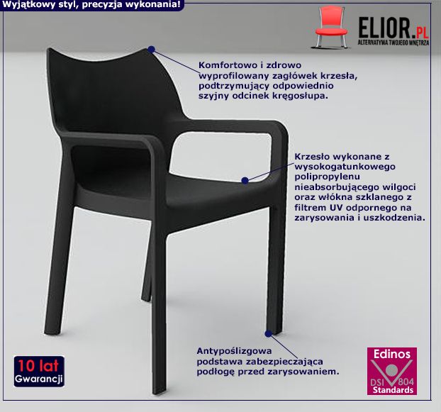 Modne krzesło Nolen - czarne