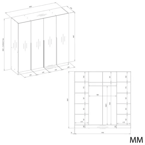 wymiary stylowej szafy na ubrania