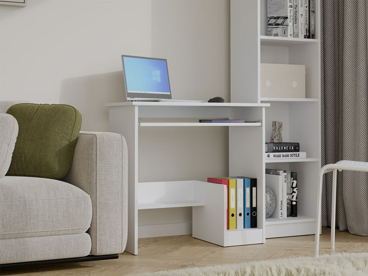 wizualizacja białego biurka