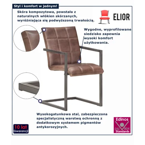 Zestaw brązowych krzeseł na płozach Flix