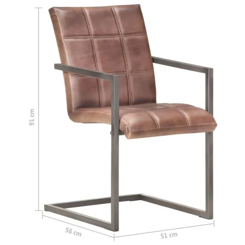 Wymiary techniczne krzesła w kolorze brązowym Flix