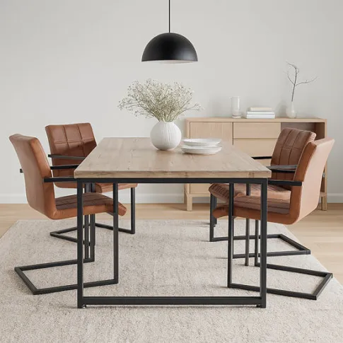 Wizualizacja  krzeseł w kolorze jasnobrązowym Flix