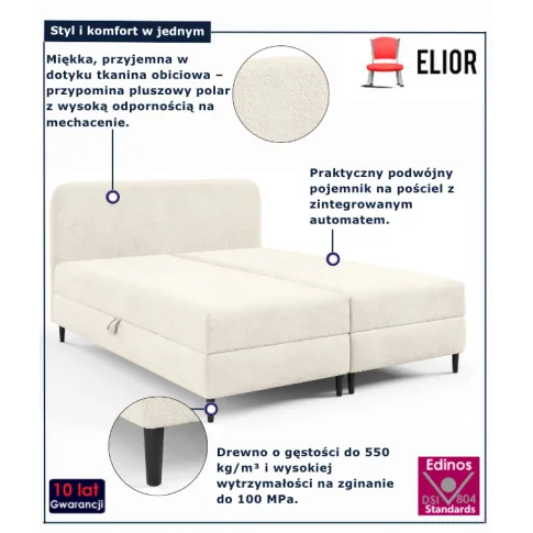 Śmietankowe łóżko kontynentalne Tionis