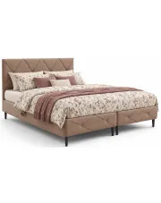 Beżowe łóżko kontynentalne z pikowanym zagłówkiem Riessa - 5 rozmiarów w sklepie Edinos.pl