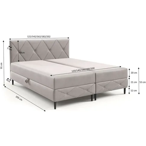 Wymiary kremowego łóżka kontynentalnego Riessa