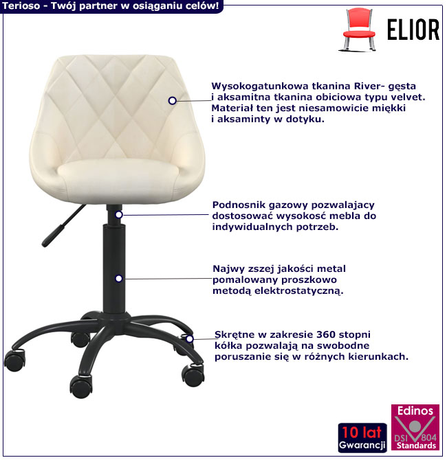 Jasnoszary tapicerowany fotel obrotowy Logido