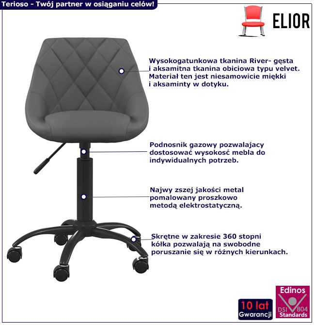 Jasnoszary tapicerowany fotel obrotowy Logido