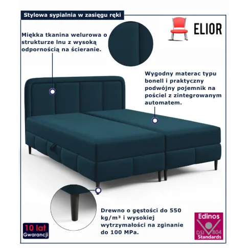 Granatowe łóżko Acianna do sypialni