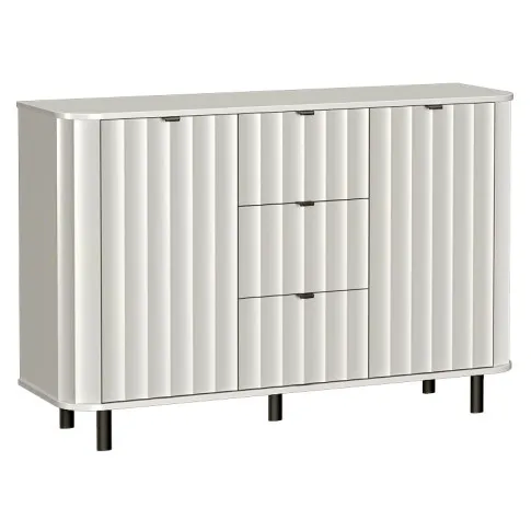 Białą ryflowana komoda z 3 szufladami Egesio 3X