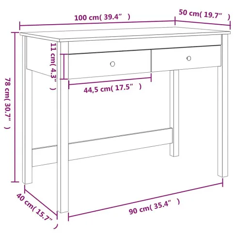 Wymiary biurka w kolorze naturalnym Hatch