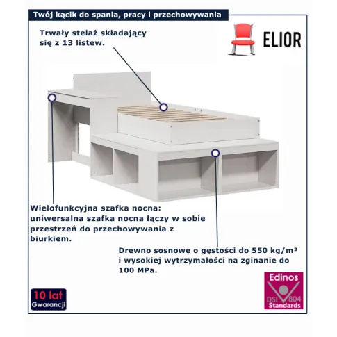 Drewniane białe łóżko Holz