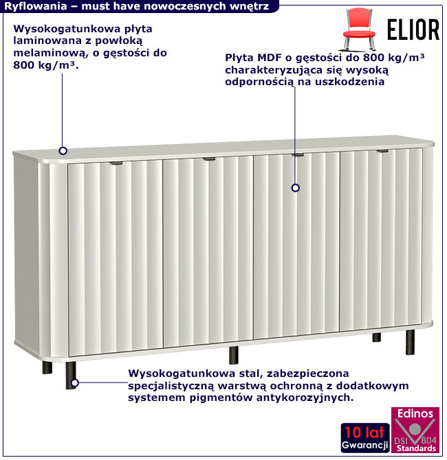 Biała duża komoda z półkami do salonu Egesio 4X