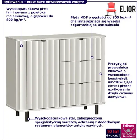 Biała komoda z 3 szufladami Egesio 5X