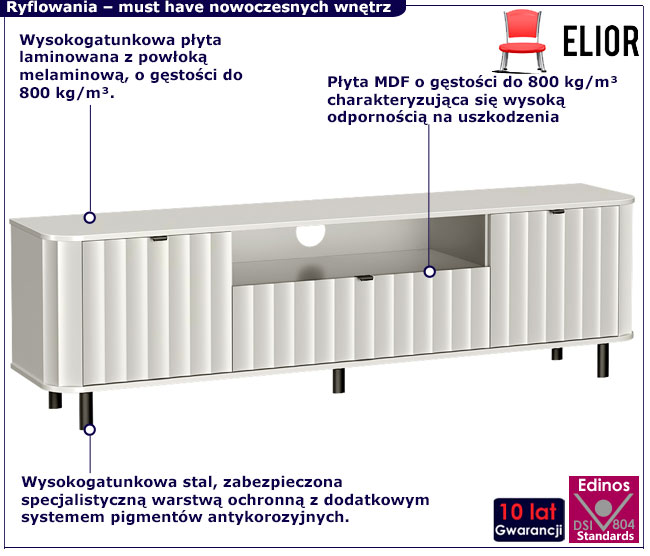 Biała ryflowana szafka pod TV Egesio 7X