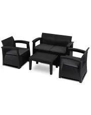 Zestaw nowoczesnych mebli ogrodowych czarny + ciemnoszary - Laverro  w sklepie Edinos.pl