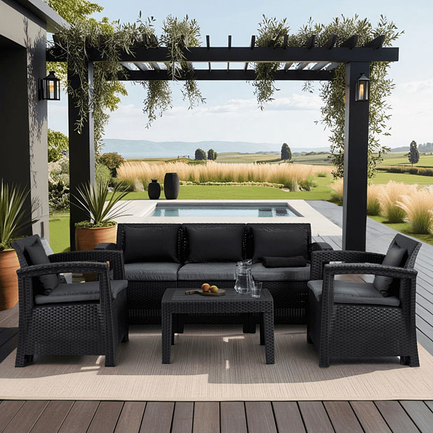 Wizualizacja z zestawem ogrodowym Laverro ciemnoszary 