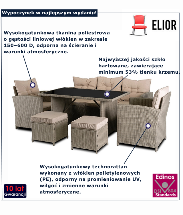 Beżowy zestaw wypoczynkowy Calviano