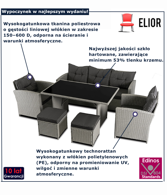 Szary zestaw wypoczynkowy Calviano