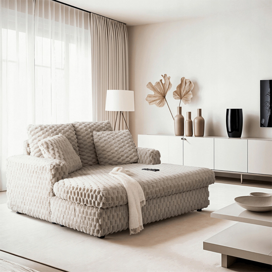 minimalistyczny bezowy fotel