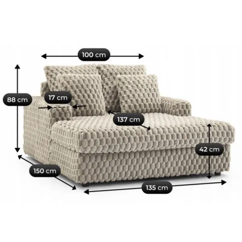 wymiary stylowego pluszowego fotela Naczox