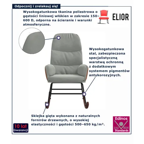  Fotel bujany do salonu w kolorze jasnoszarym  Ulli