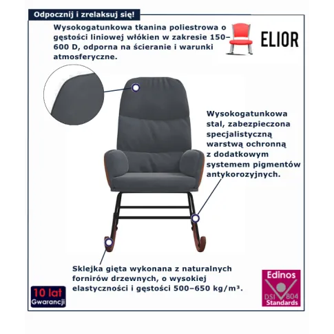 Fotel bujany do salonu w kolorze ciemnoszary Ulli