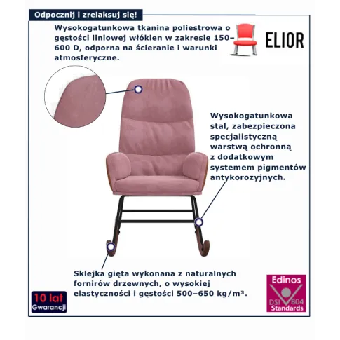 Fotel bujany do salonu w kolorze różowym  Ulli