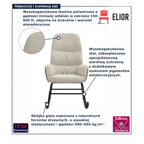 Fotel bujany do salonu w kolorze kremowym Ulli