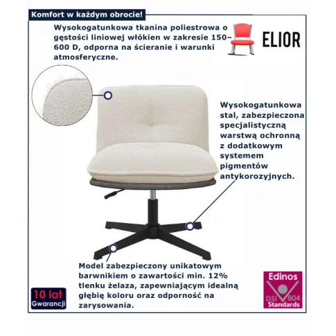 Fotel obrotowy do salonu w kolorze kremowym  Zing