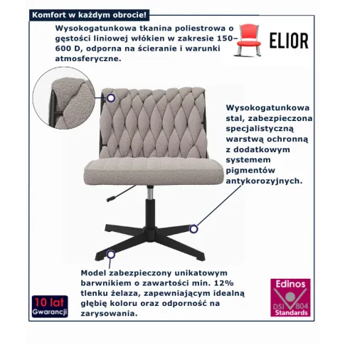 Fotel obrotowy do biura  w kolorze jasnoszarym Fury