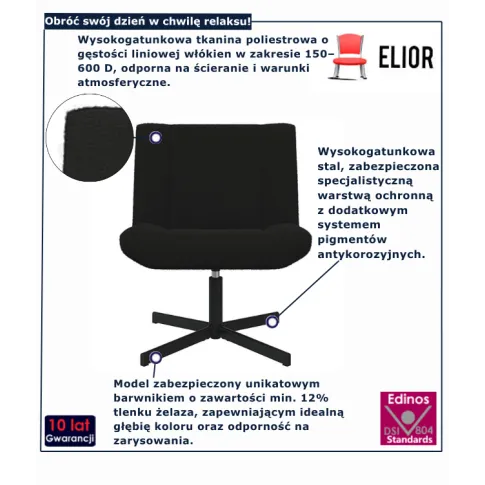 Fotel do salonu w kolorze czarnym Wirl