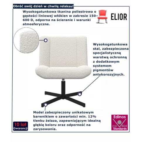 Fotel obrotowy do salonu w kolorze kremowym Wirl