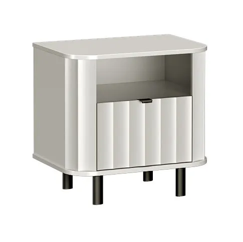Biała ryflowana szafka nocna z półką Egesio 9X